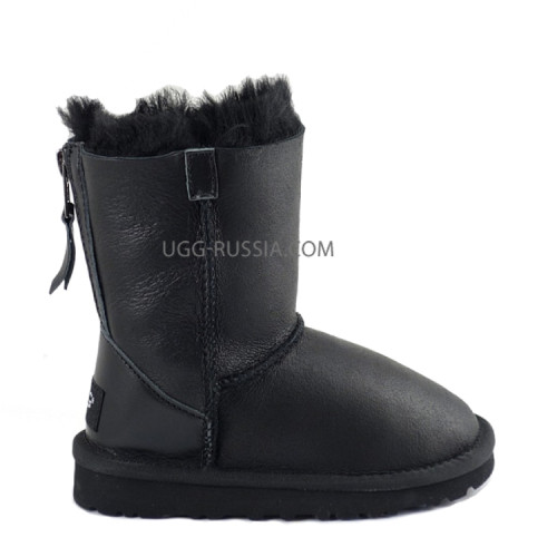 UGG KIDS Classic ZIP Leather Black